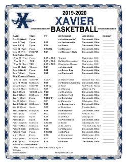 2019-2020 Xavier Musketeers Basketball Schedule