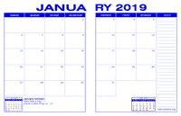 2019 Desk Calendar - Blue