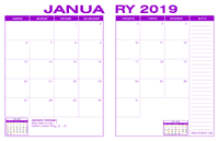 2019 Desk Calendar - Purple