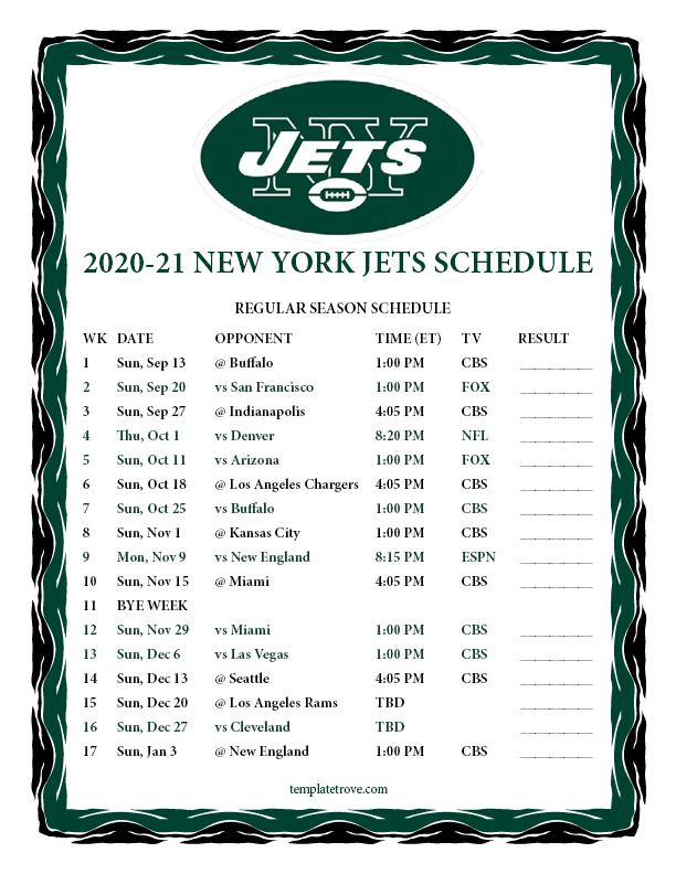 jets schedule nfl