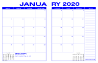 2020 Desk Calendar - Blue