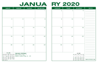 2020 Desk Calendar - Green