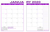 2020 Desk Calendar - Purple