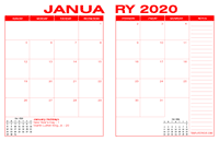 2020 Desk Calendar - Red