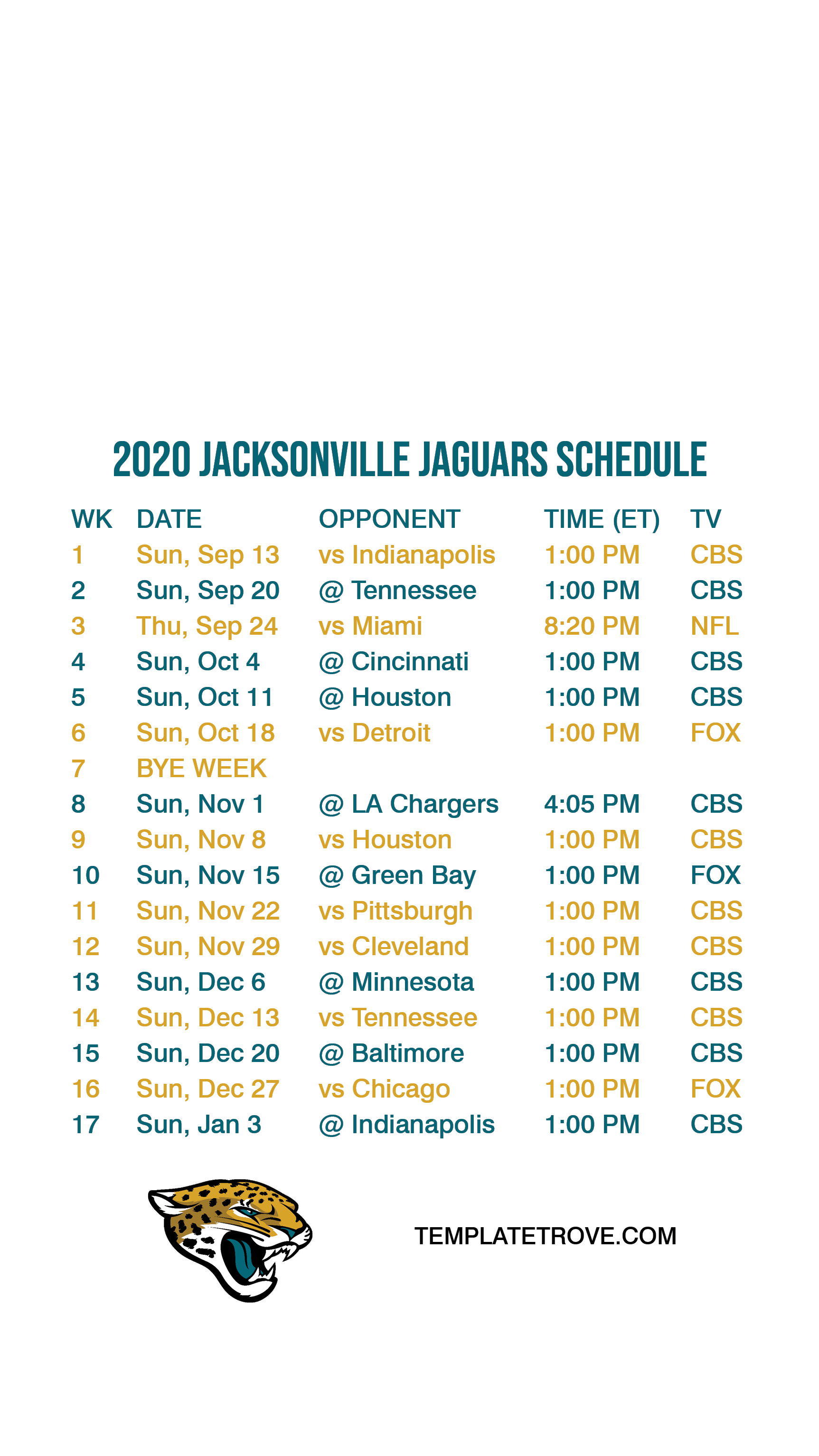 jax jaguars schedule