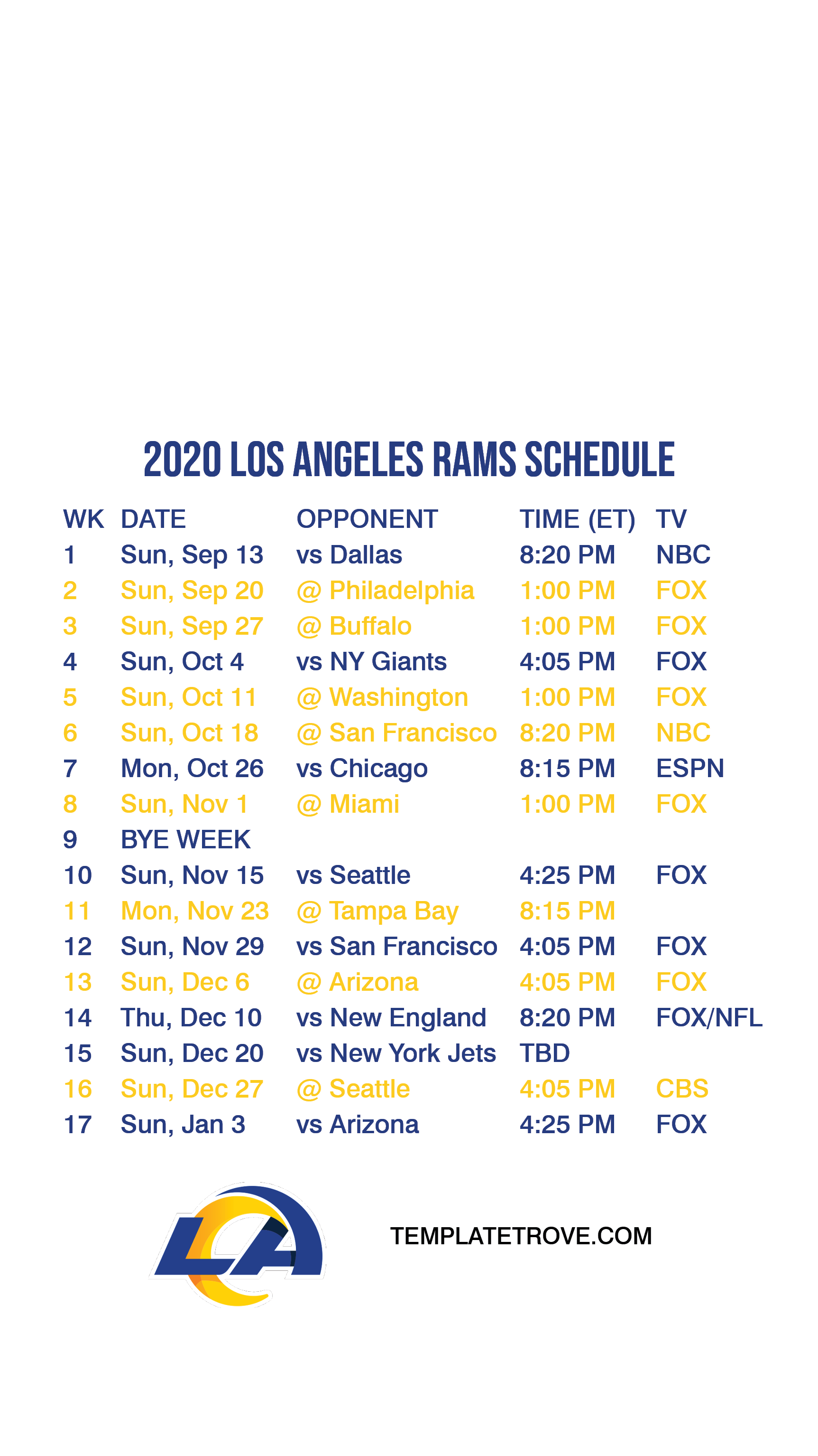 La Rams Schedule 2022 Printable 2020-2021 Los Angeles Rams Lock Screen Schedule For Iphone 6-7-8 Plus