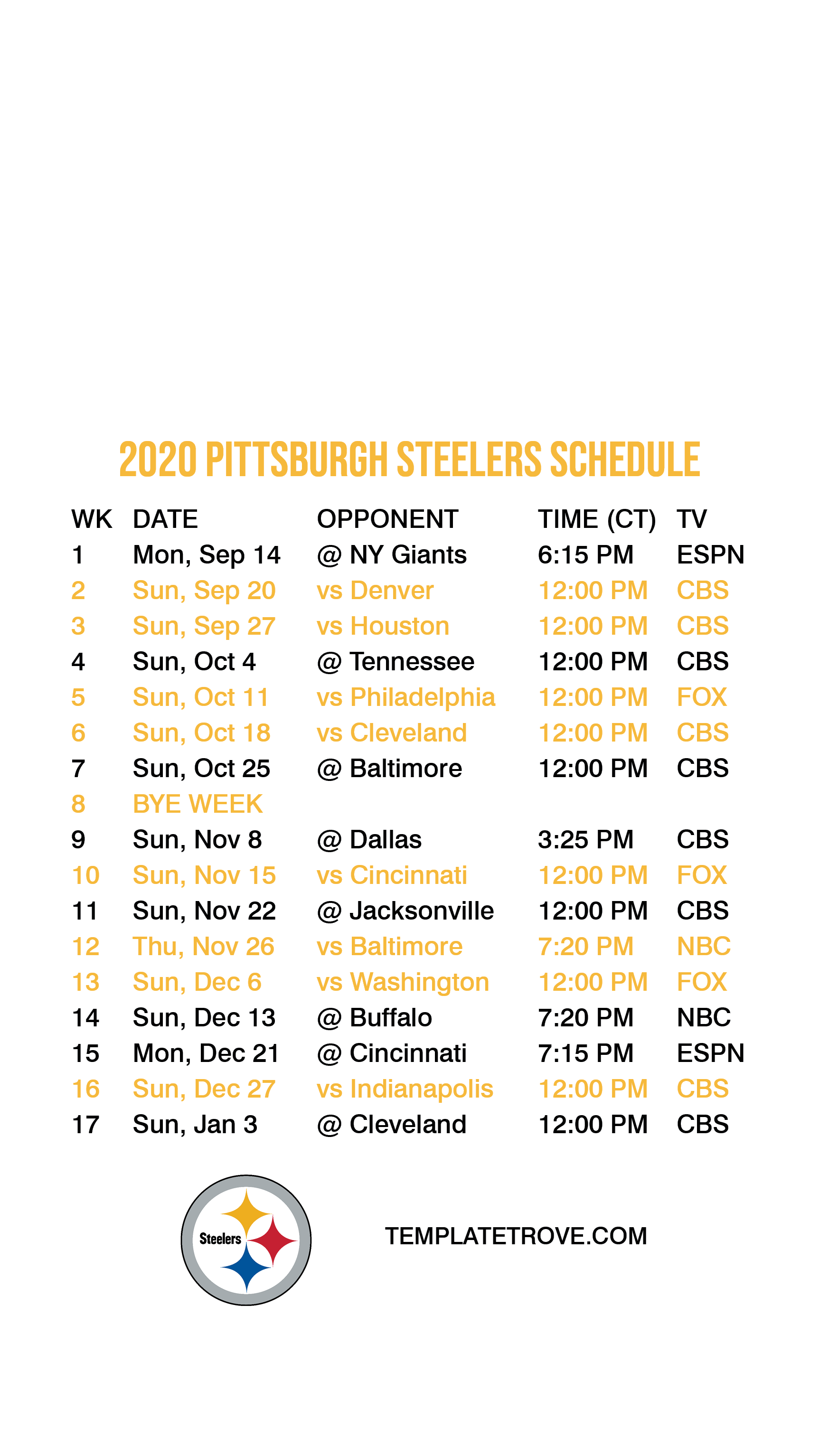 2020 2021 Pittsburgh Steelers Lock Screen Schedule For Iphone 6 7 8 Plus