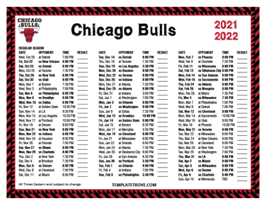 Chicago Bulls 2021-22 Printable Schedule