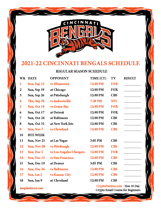 Cincinnati Bengals Schedule 2024 2025 Season Darcy Antonietta