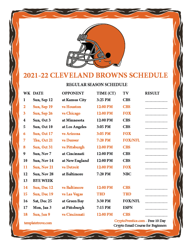 Cleveland Browns 2023 Printable Schedule