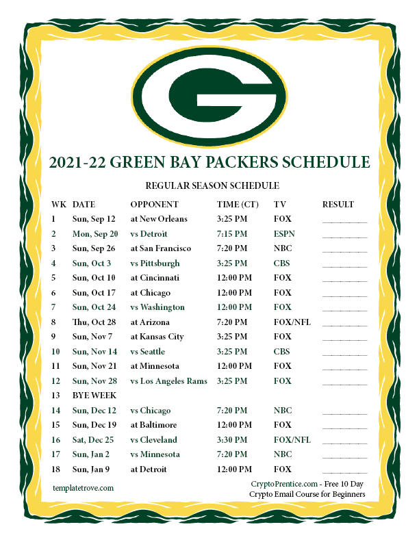 green bay packers home games 2022
