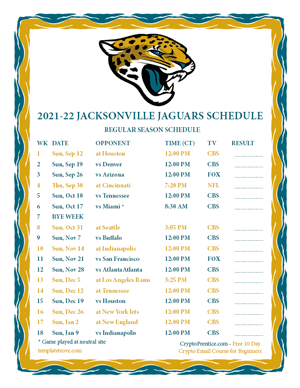 Jacksonville Jaguars 2021-22 Printable Schedule - Central Times