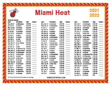 2021-22 Printable Miami Heat Schedule - Central Times