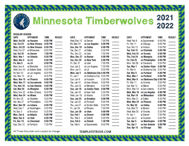 Minnesota Timberwolves 2021-22 Printable Schedule - Mountain Times