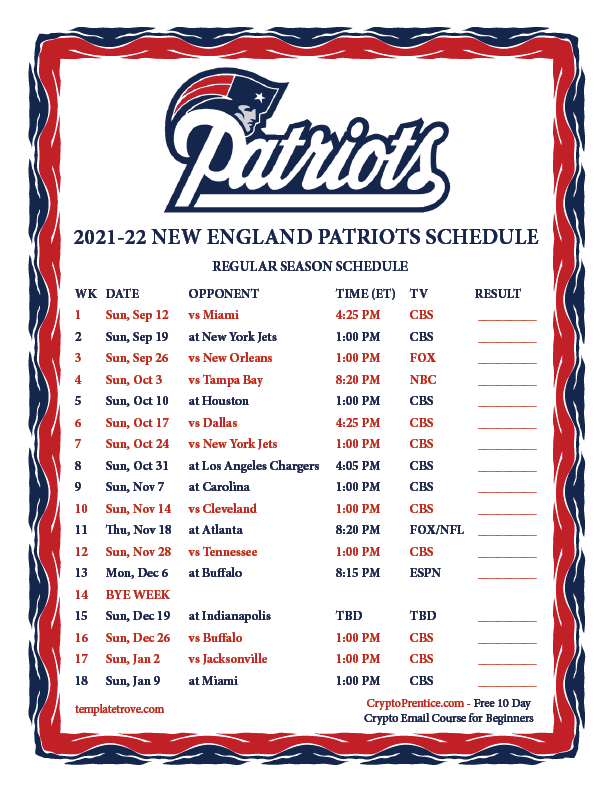 New England Patriots Schedule 2025 23 Printable Rubi Wileen