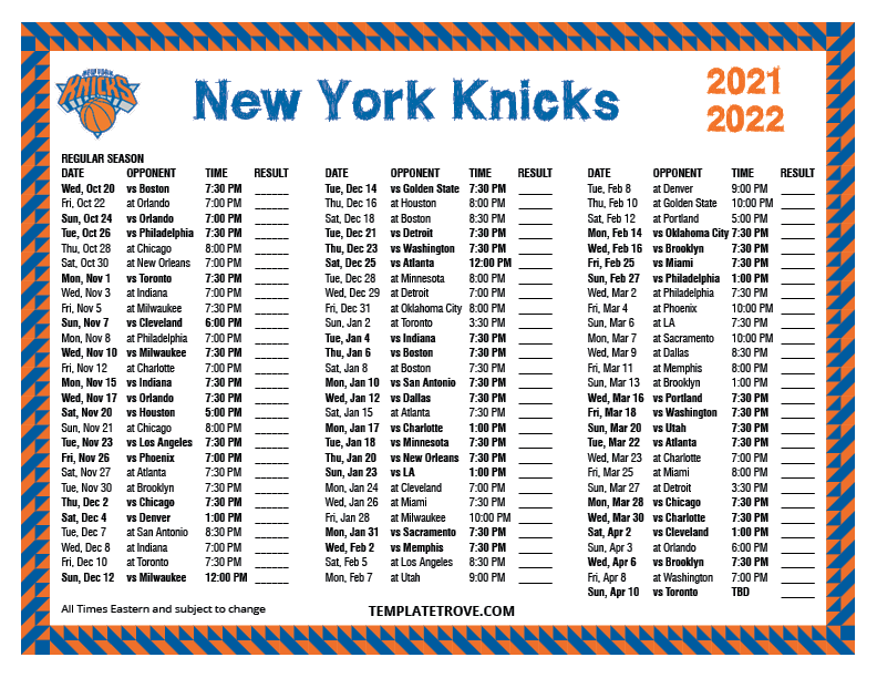 New York Knicks Schedule 2025 24 Janaye Sherill