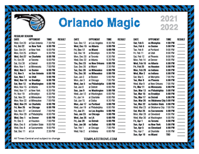 2021-22 Printable Orlando Magic Schedule - Central Times
