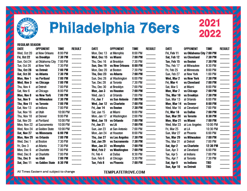 76ers Schedule 2021 Tickets