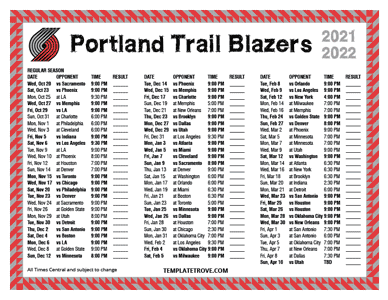 2021-22 Printable Portland Trail Blazers Schedule - Central Times