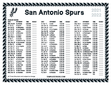 San Antonio Spurs 2021-22 Printable Schedule - Mountain Times