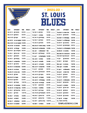 St. Louis Blues 2021-22 Printable Schedule - Central Times