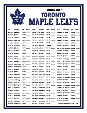 Toronto Maple Leafs 2021-22 Printable Schedule - Mountain Times