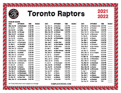 Toronto Raptors 2021-22 Printable Schedule - Mountain Times