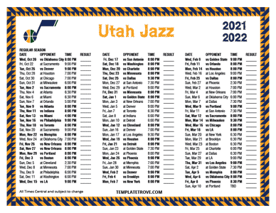 2021-22 Printable Utah Jazz Schedule - Central Times