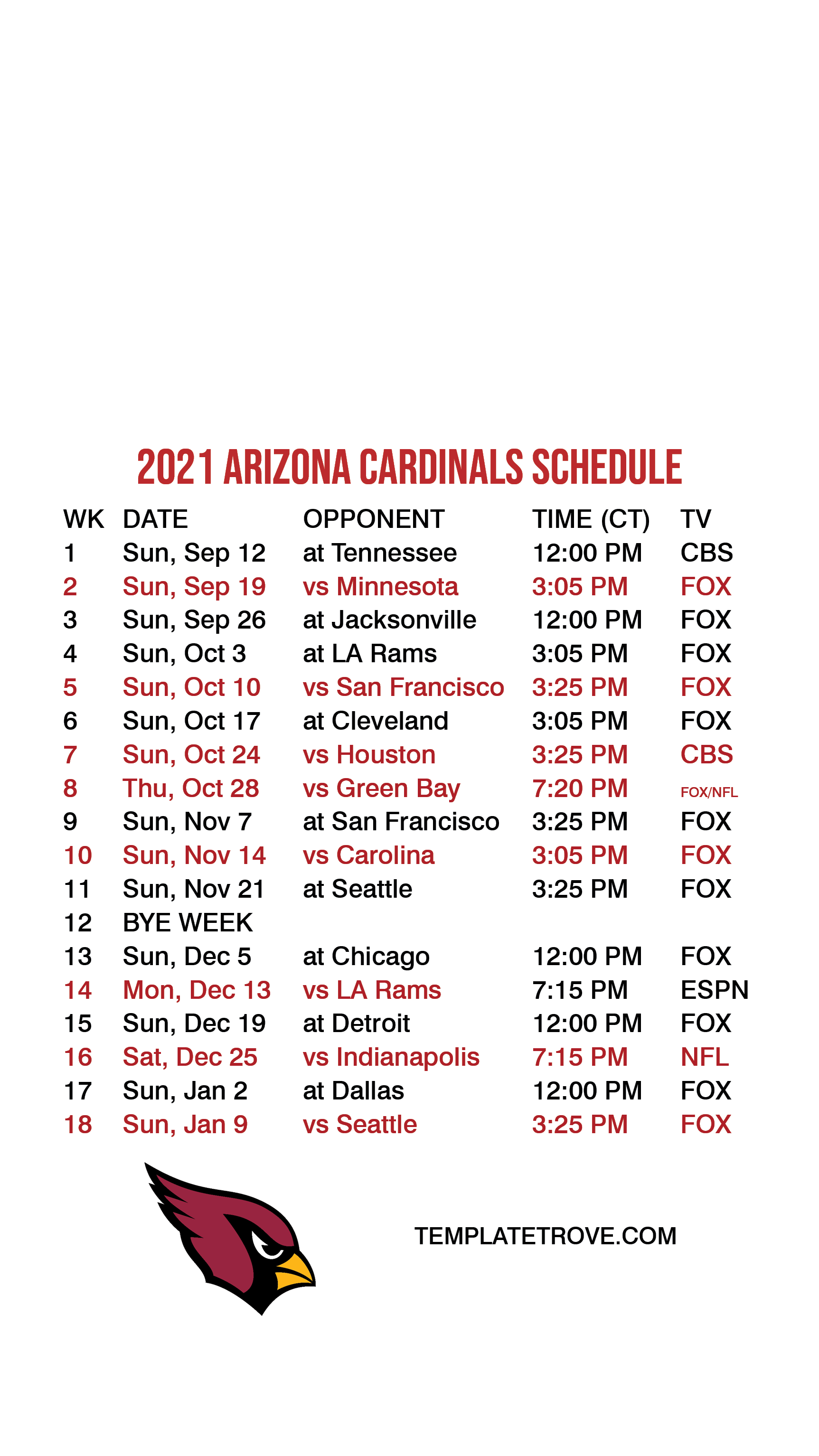20222023 Arizona Cardinals Lock Screen Schedule for iPhone 678 Plus
