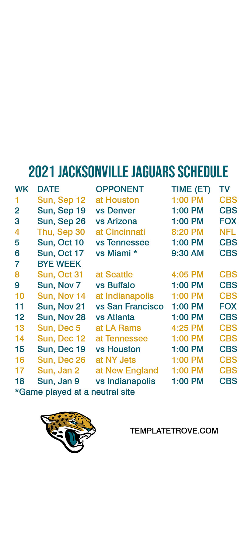 20212022 Jacksonville Jaguars Lock Screen Schedule for iPhone 678 Plus