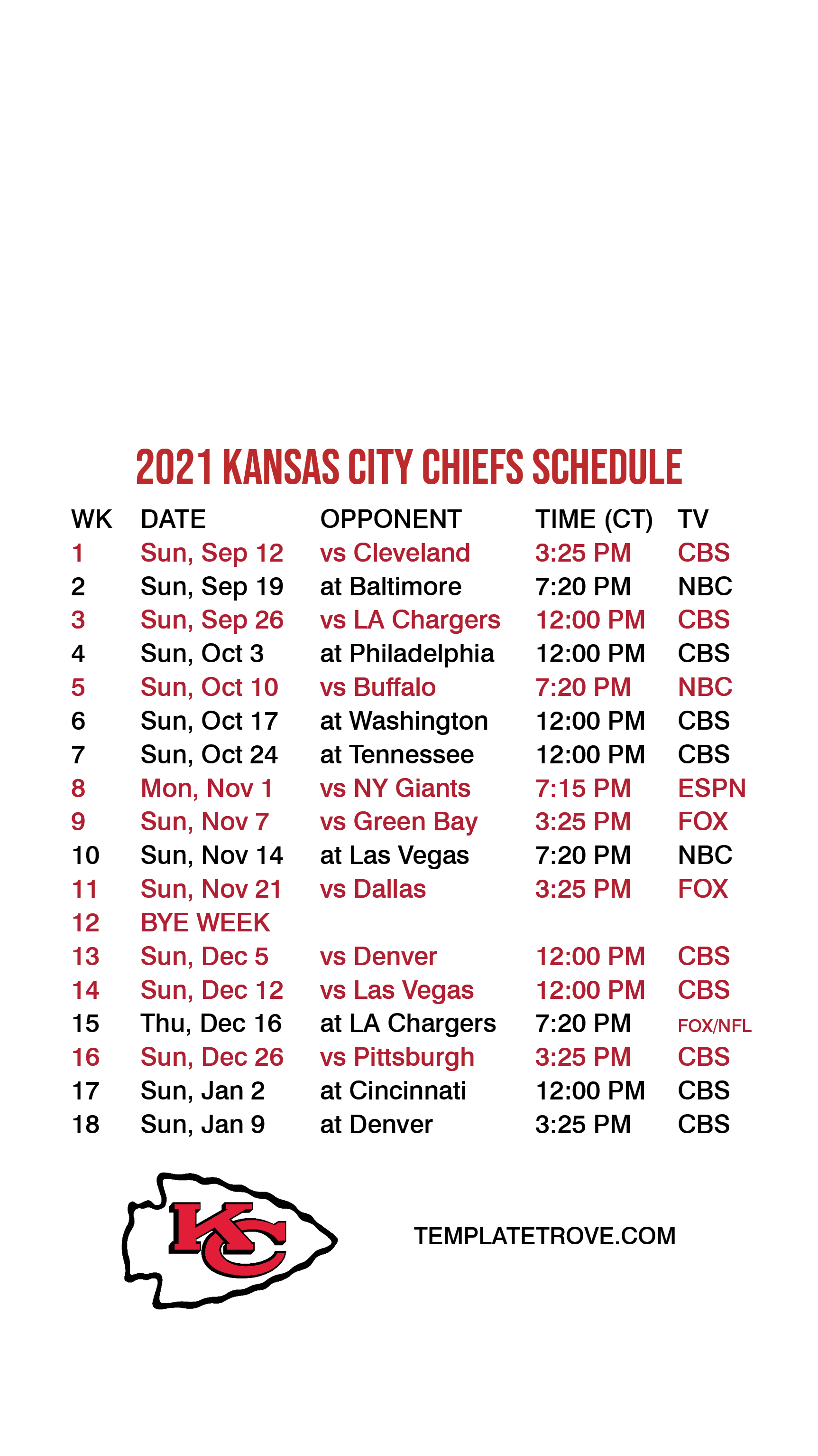 Kc Schedule 2022 2021-2022 Kansas City Chiefs Lock Screen Schedule For Iphone 6-7-8 Plus
