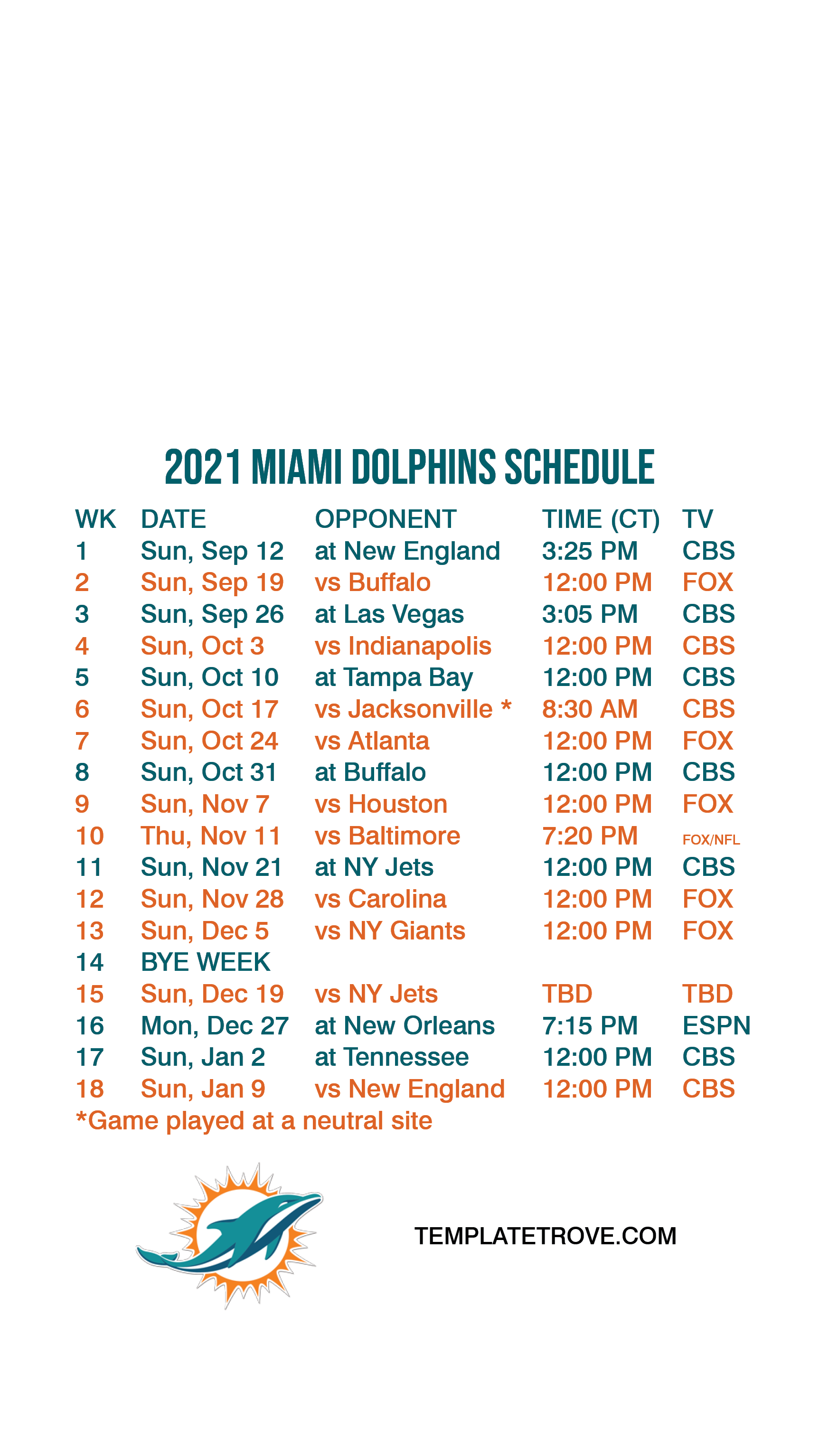 miami dolphins upcoming schedule