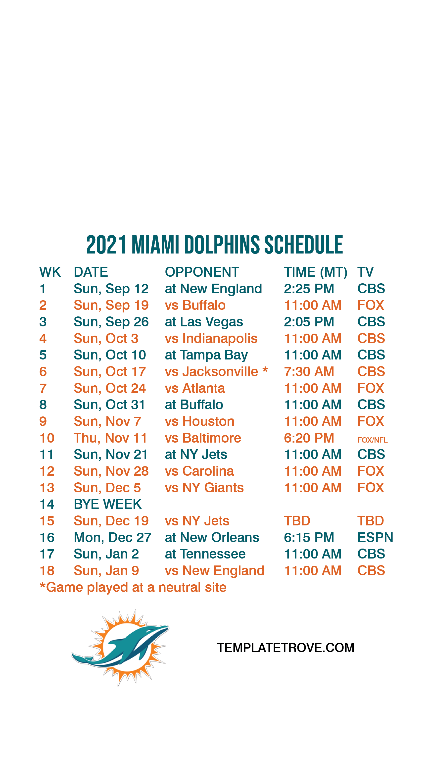 Miami Dolphins 2022 Schedule Printable 2021-2022 Miami Dolphins Lock Screen Schedule For Iphone 6-7-8 Plus