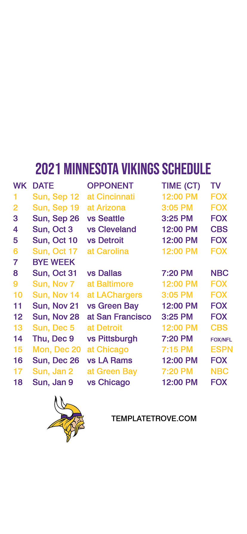 20212022 Minnesota Vikings Lock Screen Schedule for iPhone 678 Plus