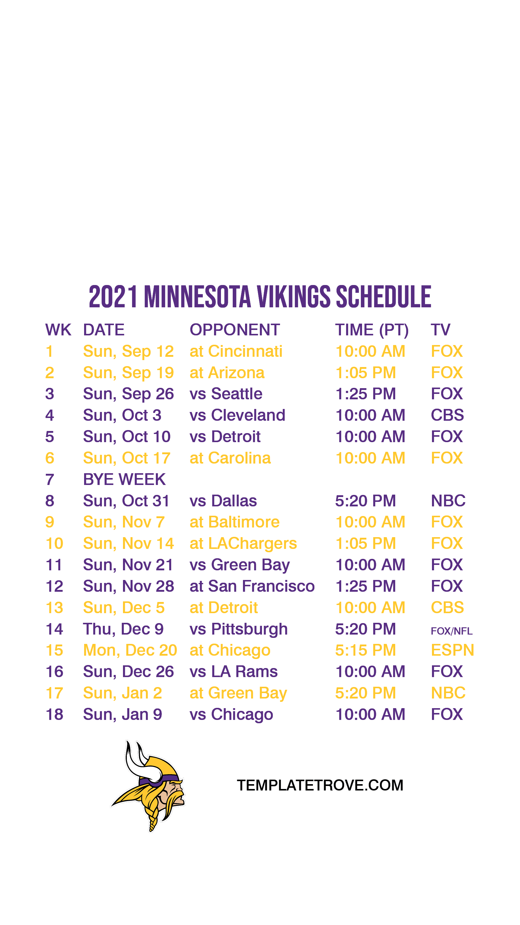 mn vikings 2022 schedule