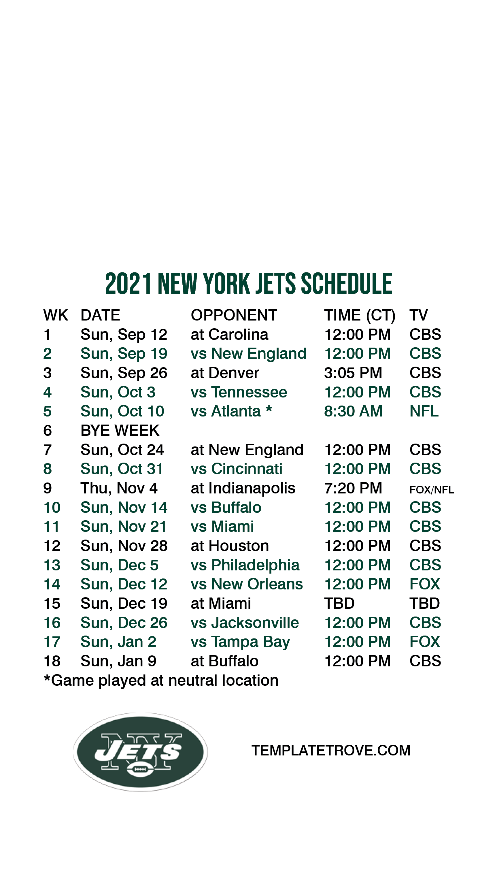 2021-2022 New York Jets Lock Screen Schedule for iPhone 6-7-8 Plus