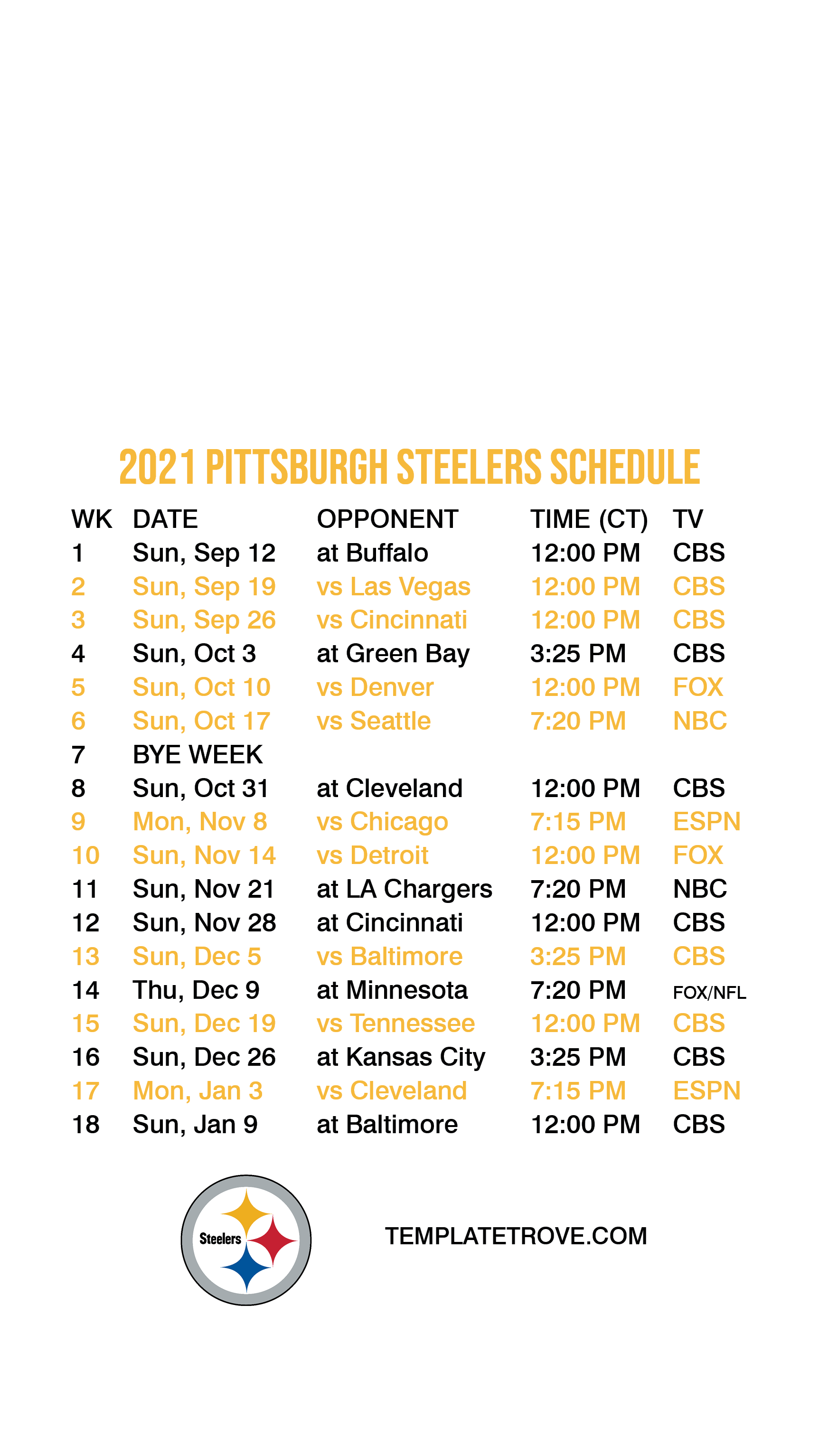 20212022 Pittsburgh Steelers Lock Screen Schedule for iPhone 678 Plus
