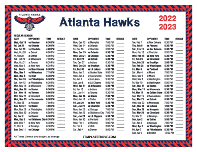 2022-23 Printable Atlanta Hawks Schedule - Central Times