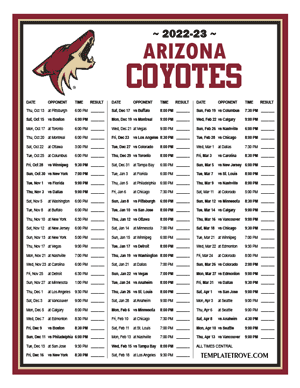 Arizona Coyotes 2022-23 Printable Schedule - Central Times