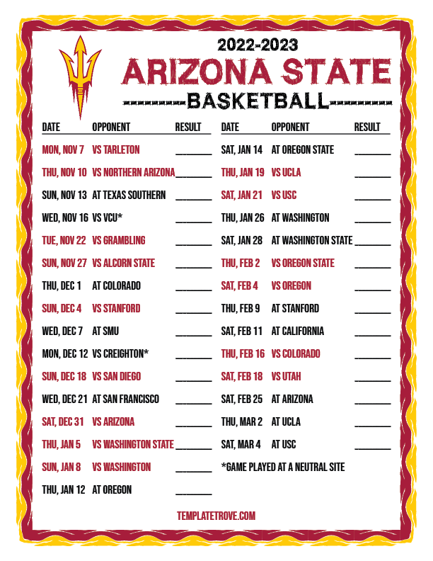 20222023 College Basketball Schedules Pac12