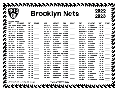 Brooklyn Nets 2022-23 Printable Schedule - Pacific Times