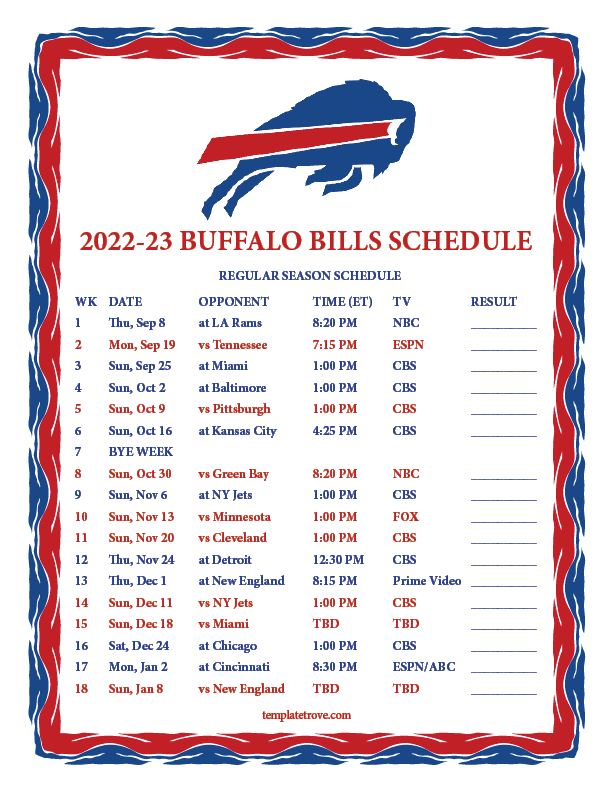 buffalo bills schedule rumors