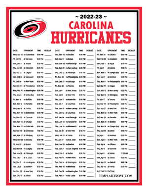 Carolina Hurricanes 2022-23 Printable Schedule - Central Times