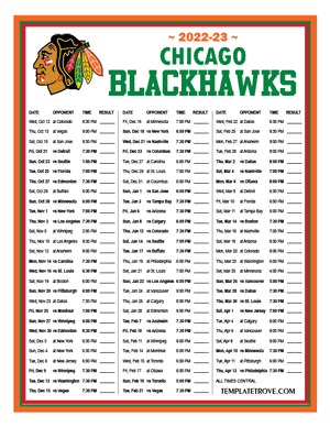 Chicago Blackhawks 2022-23 Printable Schedule - Central Times