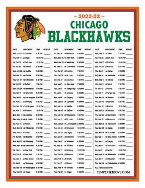 Chicago Blackhawks 2022-23 Printable Schedule