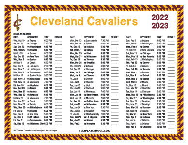 2022-23 Printable Cleveland Cavaliers Schedule - Central Times