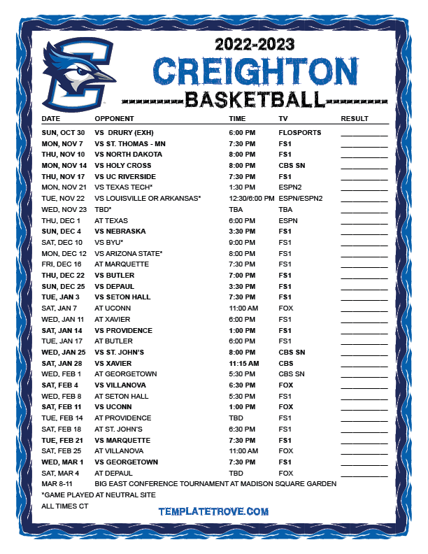 Creighton Final Schedule Fall 2024 Pepi Trisha