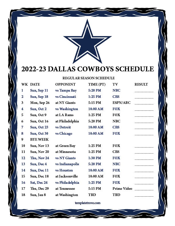 dallas cowboys 2022 jersey schedule