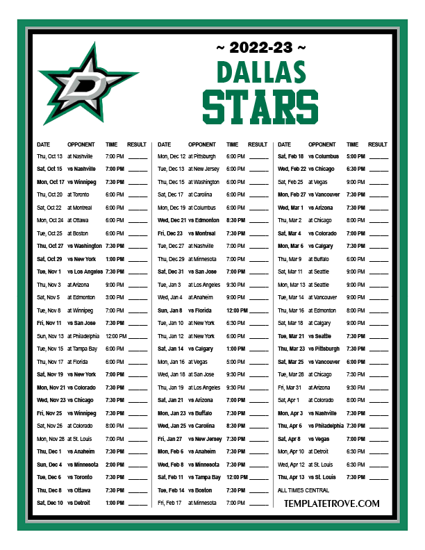 The Dallas Stars announce their 2022-23 regular season schedule