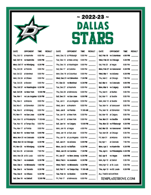 Dallas Stars 2022-23 Printable Schedule - Mountain Times